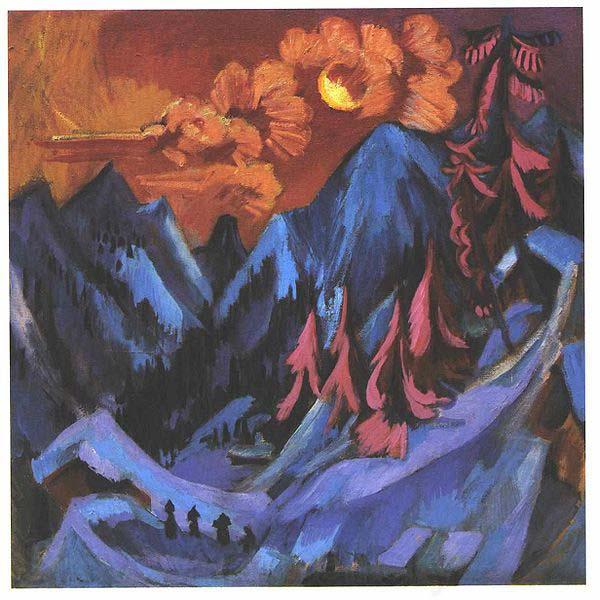 Ernst Ludwig Kirchner Winter moon landscape Germany oil painting art